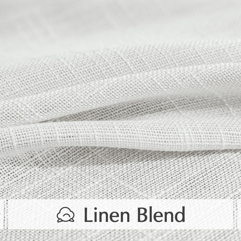 FMFUNCTEX Linen Sheer White Curtains Sliding Door Curtain 108inches Long Patio Glass Door Curtain Panel 100" Width Rich Cross Weave Textured Semi-Sheer Living Room Divider Bedroom Window Draperies 1pc