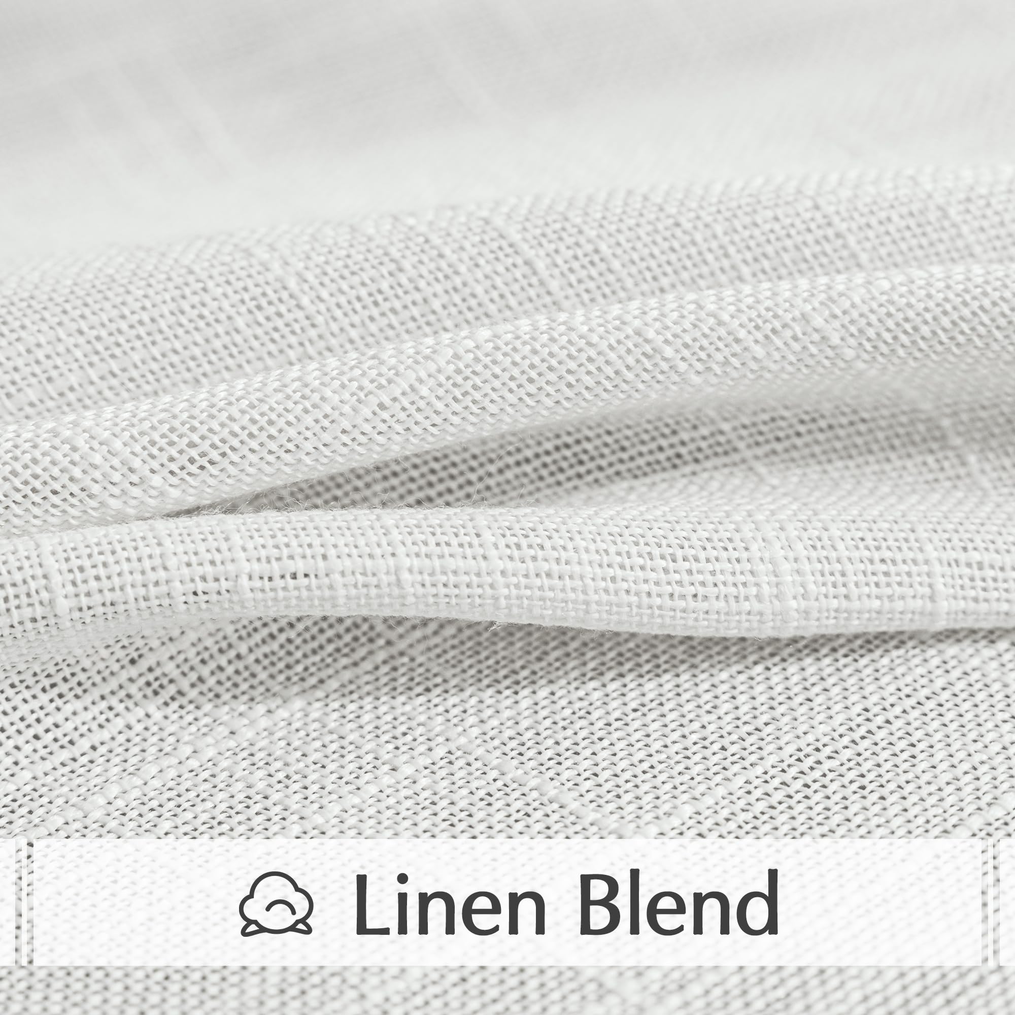 FMFUNCTEX Linen Sheer White Curtains Sliding Door Curtain 108inches Long Patio Glass Door Curtain Panel 100" Width Rich Cross Weave Textured Semi-Sheer Living Room Divider Bedroom Window Draperies 1pc