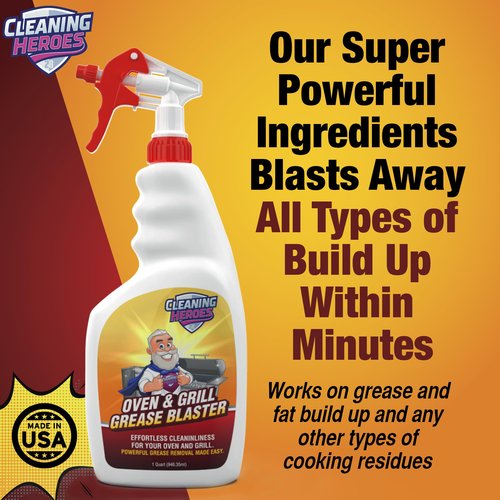 CLEANING HEROES Oven and Grill Cleaner, 32 Fl Oz - BBQ Cleaner and Degreaser - Perfect for Air Fryers, Stoves, Baked-On Grease and Food Buildup