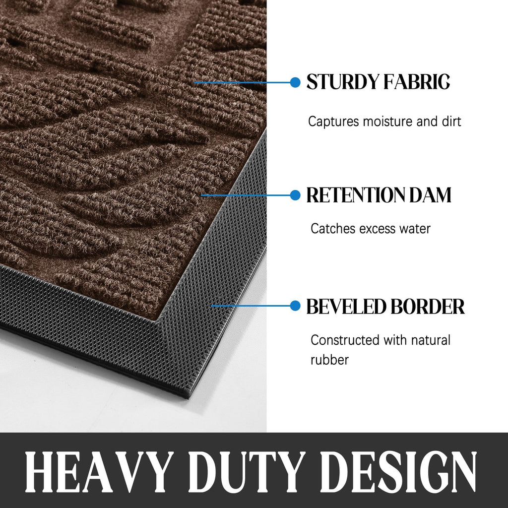 Yimobra Welcome Mat Outdoor 29.5x17, Waterproof Non-Slip Outdoor Mats for Front Door Outside Entrance, Low-Profile Entryway Mat Indoor for Garage Patio, Coffee