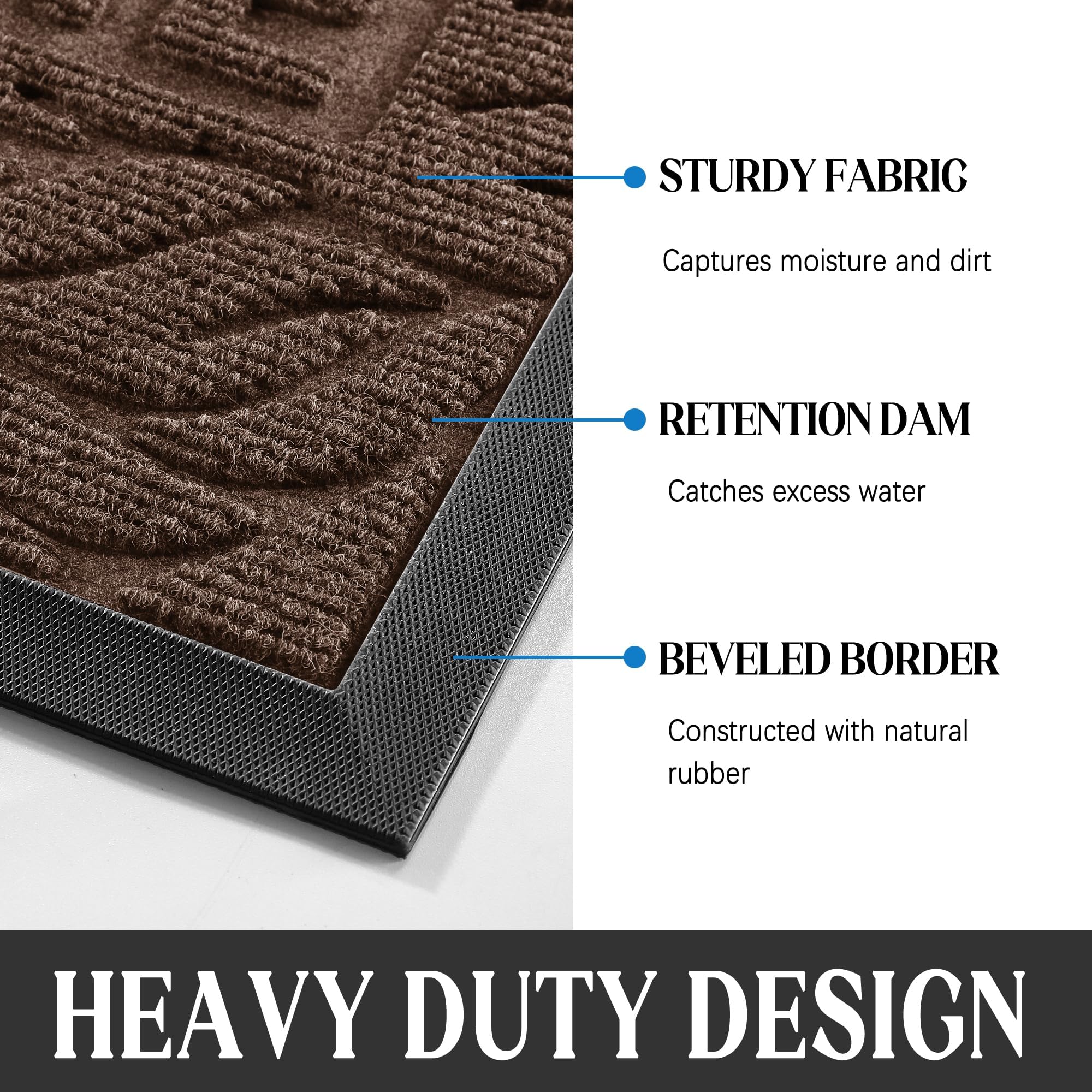 Yimobra Welcome Mat Outdoor 29.5x17, Waterproof Non-Slip Outdoor Mats for Front Door Outside Entrance, Low-Profile Entryway Mat Indoor for Garage Patio, Coffee