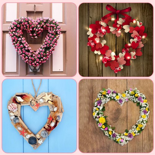 MixTeach 20 Pieces Valentine's Day Hanging Heart Wreaths Paper Large Heart Cardboard Wreath Hanging Ornaments Decorations with Hole Twine for Wedding DIY Craft Festival Valentine's Day Decoration