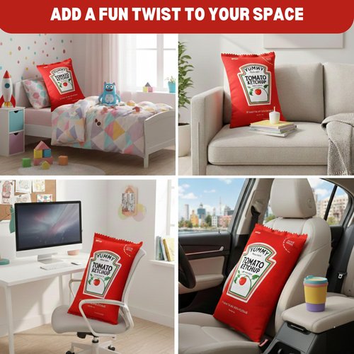 Ketchup Pillow Plush 20"x12" Tomato Room Décor Cute Valentine’s Day Gift Cool Things Ketchup Bottle Stuffed holiday Funny Plushies Palm Pals Food Giant Plush Food Festive Throw Pillows Easter Gift