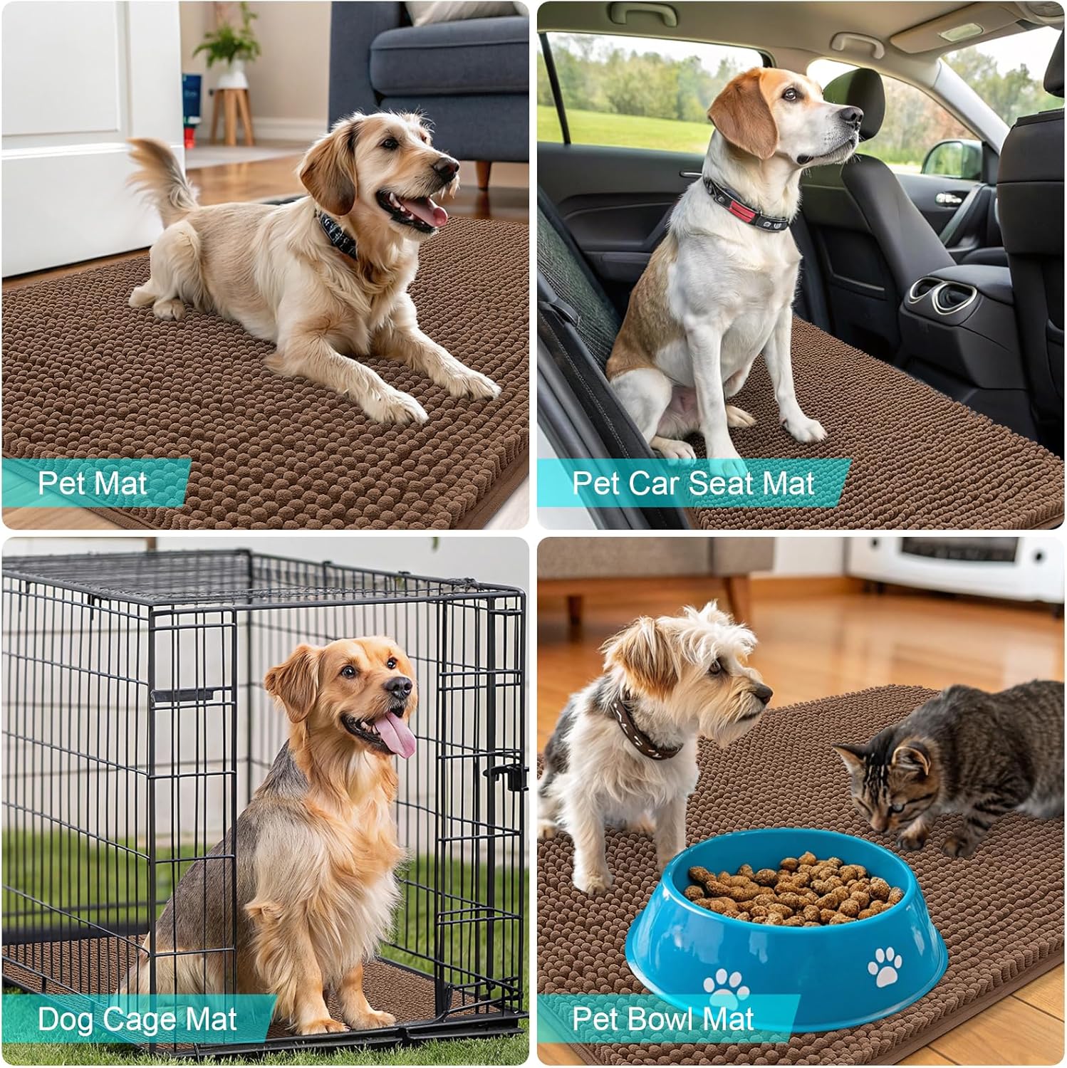 OLANLY Dog Door Mat - Absorbent Non-Slip Chenille Mat for Muddy Paws | 70x24 Mocha Indoor Carpet