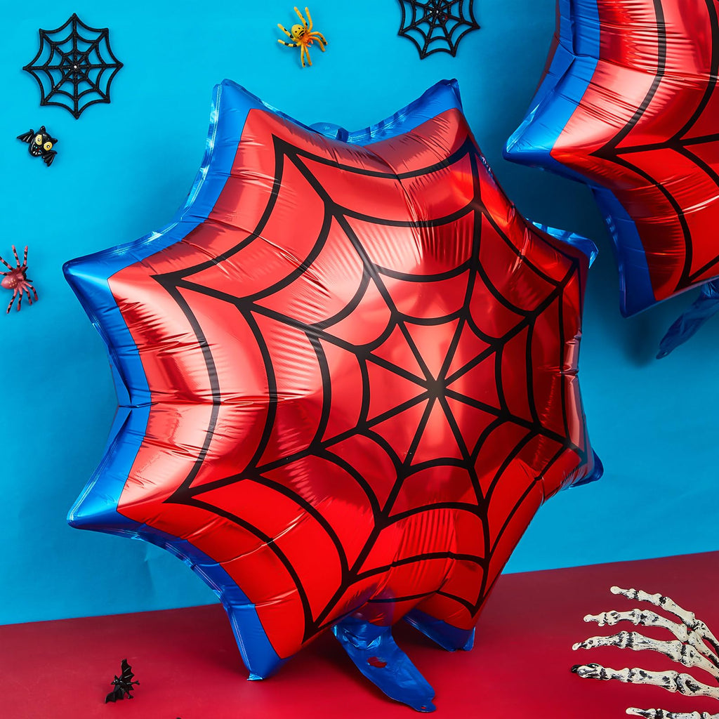 Soulchen 25" Spider Birthday Party Balloon Cartoon Characters Themed Party Decor Foil Large Spider Webs Balloons for Cartoon Carnival Theme Birthday Decorations(6 Pack,Red, Blue)