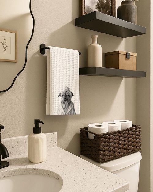 FISWAFY English Bulldog Gifts Hand Towels, Dog Bathroom Decor, English Bulldog Lover Gifts for Women Decorative Hand Towels for Bathroom Washroom Spa Gym, 16x24 Inch Set of 2