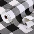 Shelf Drawer Liner for Kitchen Cabinets Non-Adhesive, 23.6IN x 20FT Non-Slip Strong Grip Thickened Cabinet Liners for Shelves, Dresser, Cupboard, Pantry, Bathroom Drawers, Classic Black Gingham