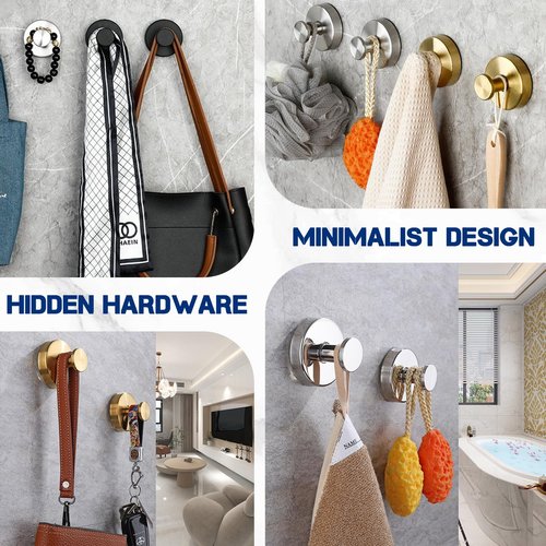 ALLVANA Removable & Reusable Suction Cup Hooks for Shower, Heavy Duty No-Drill Cup Hooks for Towels, Robes, Loofah–Wreath Hangers for Front Doors, Mount on Glass, Mirror, Tile, Doors (2BLACK)