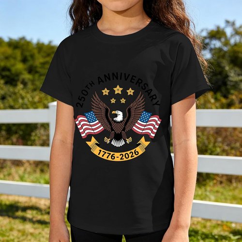 **USA 250th Anniversary Quick Dry Ice Silk Athletic T-Shirt - Patriotic Commemorative Tee for Men & Women | Size M, Color Black**