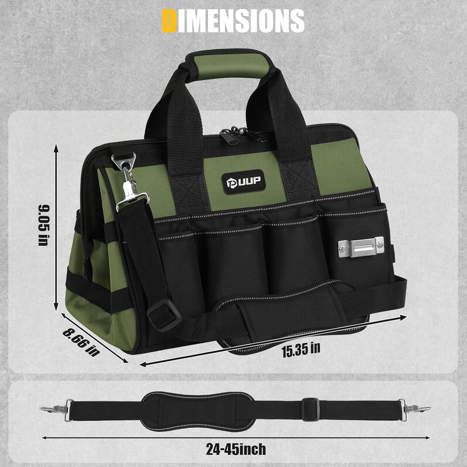 UUP Heavy Duty Tool Bag - 15-Inch, 16-Pocket Organizer with Soft Handle | Ideal for Storage & Gifts