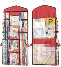 Christmas Wrapping Paper Organizer - Double-Sided Storage for Gift Bags & Wrapping Paper | Red