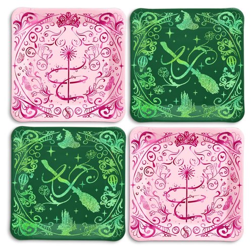 xo, Fetti Pink + Green Witch Paper Plates | 24 pcs | Wizard Party Supplies, Magical Birthday Tableware