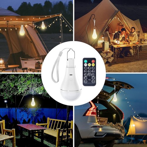 Brightown USB Rechargeable Light Bulb - Remote & Timer Emergency LED Bulbs for Home & Camping | 700LM, 6000K, 2 Pack