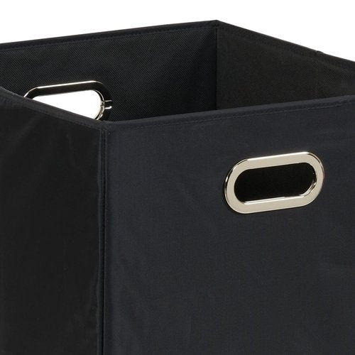 Household Essentials GEN Folding Laundry Hamper, Grommet Handles, Sturdy Fiberboard with Polyester Lining, Quick Set-Up, Squared Shape Saves Space, Black
