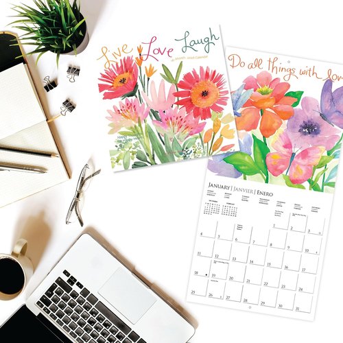 Graphique 2026 Mini Wall Calendar - Live Love Laugh | 7” x 7” | Thick Paper | Home & Office Organizer | 3 Languages & Holidays