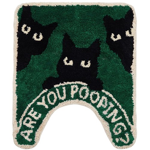 Drydiet Toilet Rug U Shaped Washable Soft and Absorbent Bathroom Rugs Non Slip Bath Mat Machine Wash Bathroom Contour Rug for Toilet Base, 24 x 20 Inch (Black Cat)