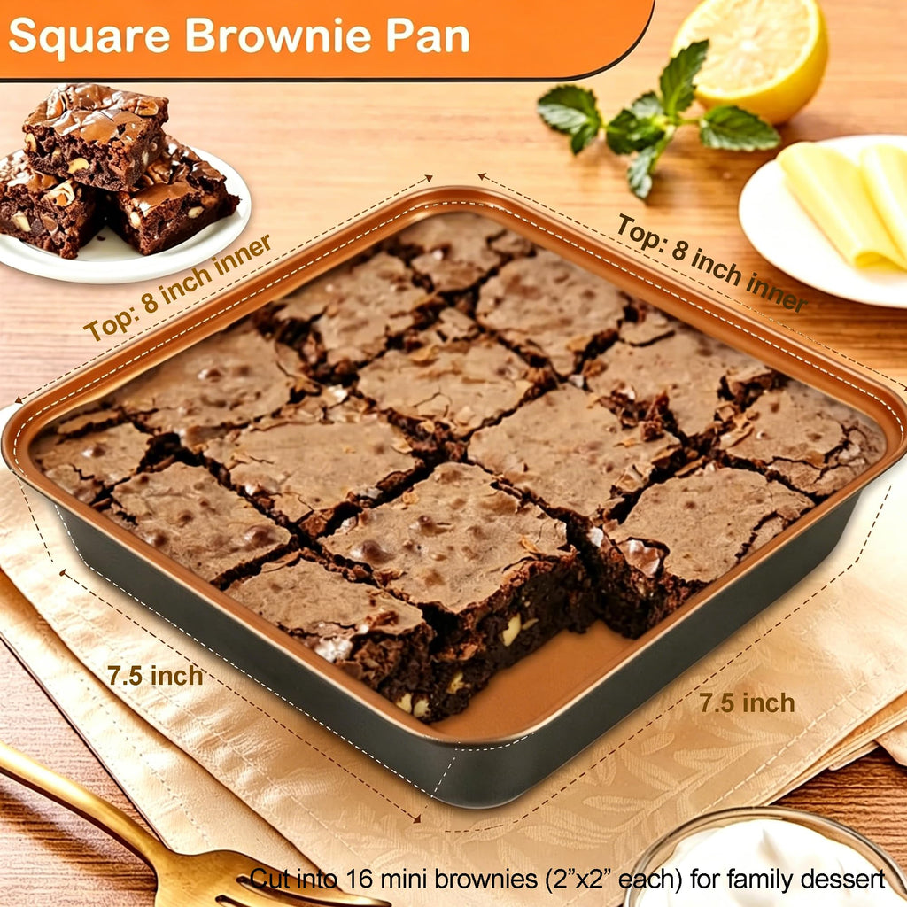 Barlket Bakeware Sets 6 Pcs, Non Stick Baking Pans Set, Black Speckled Kitchen Baking Set, Stackable Storage, Easy Clean & Even Heating, with Cooling Rack, Cake, Muffin, and Loaf Pan