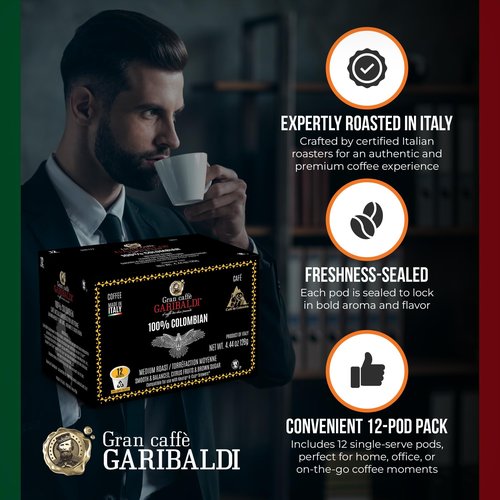 Caffè Garibaldi Coffee Pods, Single Serve Capsules for Keurig K-Cup Brewers, Single Serve Cups with 100% Arabica Blend, 12 Count Recyclable Coffee Pods - Donut Shop Light Roast