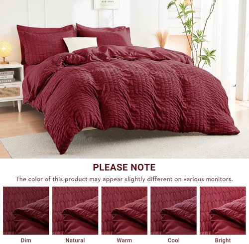 HYMOKEGE Burgundy Queen Comforter Set - 7-Piece All-Season Luxury Bedding Set with Sheets & Pillowcases