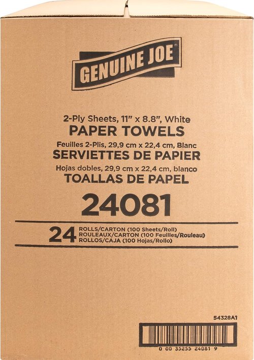 Genuine Joe Paper Towels - 200 Count | Bulk Pack of 24 for Home or Office Use