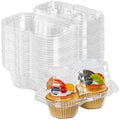 NPLUX 2 Count Cupcake Containers 25 Pack Cupcake Holder with Connected Airtight Lid Cupcake Boxes for 50 Cupcakes Muffins, BPA Free, Standard Size