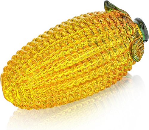 Art Glass Corn Figurine Decor - Elegant Tabletop Centerpiece for Home, Kitchen & Office