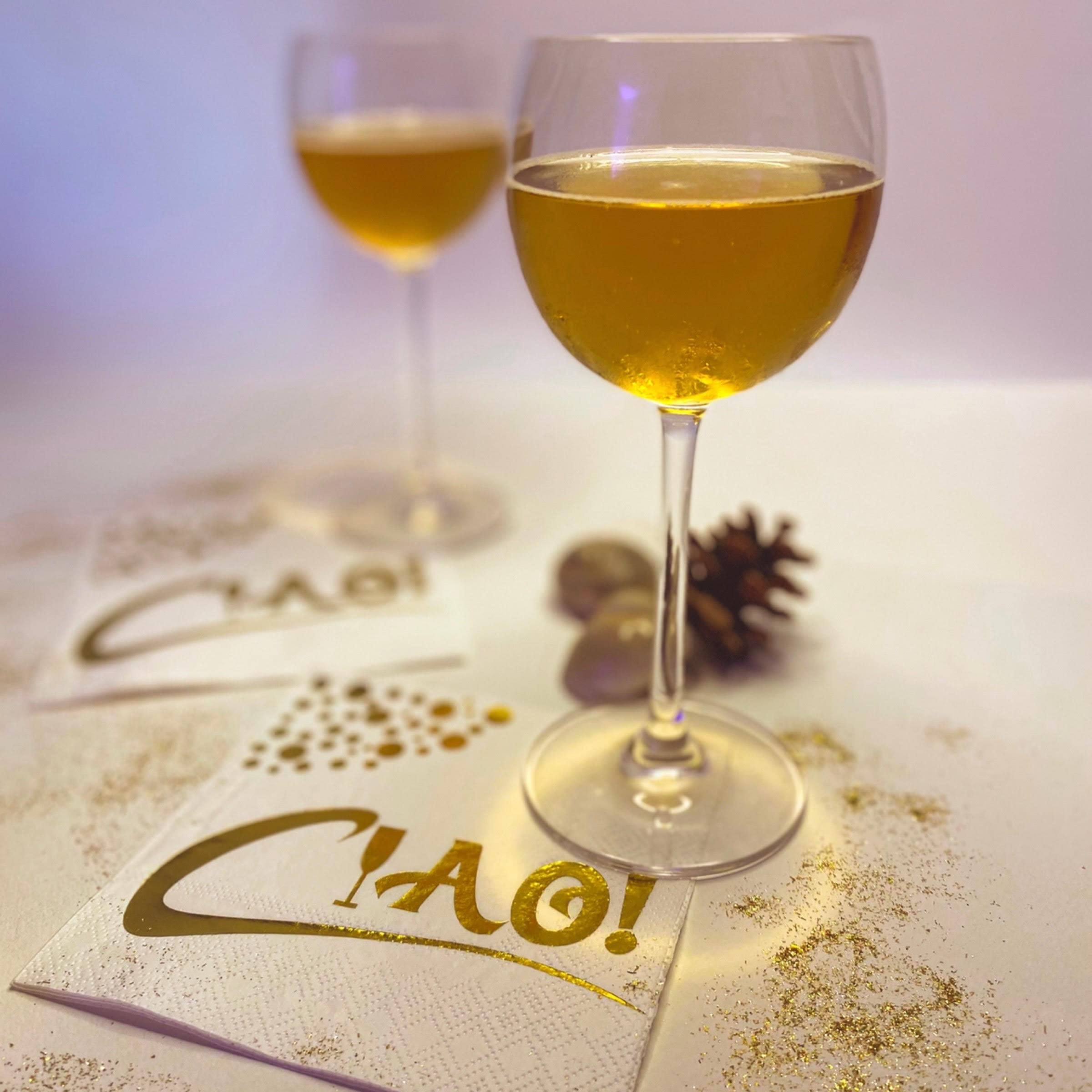 White And Gold Cocktail Napkins - 3 Ply 5x5 Inches Beverage Napkins Bulk - Unique Design For Dessert Napkins - Coffee Napkins - Party Napkins - Drink Napkins - Bar Napkins. (100)