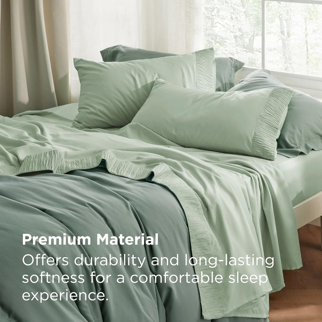 Bedsure Queen Sheet Set - Soft & Breathable 4-Piece Queen Size Bedding - Hotel Luxury in Sage Green