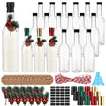 Baderke 24 Pcs 750 ml Christmas Plastic Wine Bottles with Pine Cones Branches Picks 25 oz Christmas Coquito Champagne Bottles Ideal for Homemade Brewing Wine and Storage Xmas Party Supplies