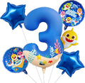 Baby Shark | PartyWoo Blue Foil Number 3 Balloon - 18 Inch Mylar Helium Birthday Decor for Kids