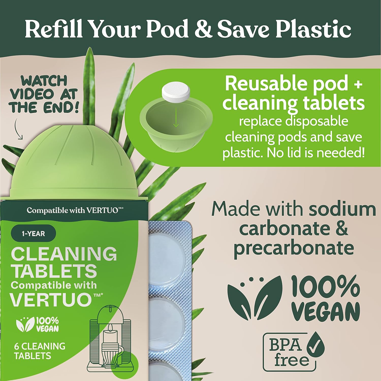 Roobi Nespresso Compatible Vertuo Cleaning & Descaling Kit - 6 Month Supply | Eco-Friendly Maintenance Essentials