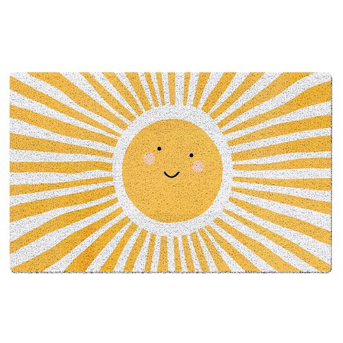 FWSFD Smiling Sun Boho Door Mat, Retro Yellow Sunshine Doormat Non-Slip for Porch Indoor Outside Entrance Entryway, Boho Welcome Mat Front Door, 17x30 Inch