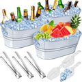 4 Gallon Ice Buckets for Parties, IKAYAS Galvanized Metal Ice Bucket Ice Tub with Scoop for Cocktail Bar Mimosa Bar Supplies, Large Champagne Bucket Beer Bucket Metal Tub (3 Pack)