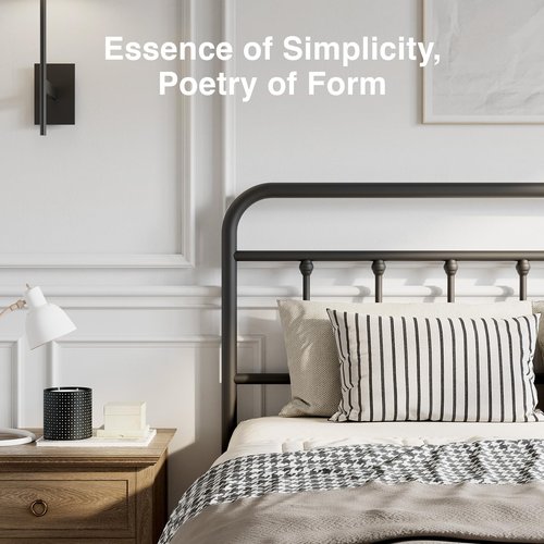Novilla Metal Bed Frame Queen Size - Modern Minimalist Victorian Style with Headboard/Footboard, Heavy-Duty Steel Slats/Underbed Storage/No Box Spring Needed/Easy Assembly/Noise Free/Black