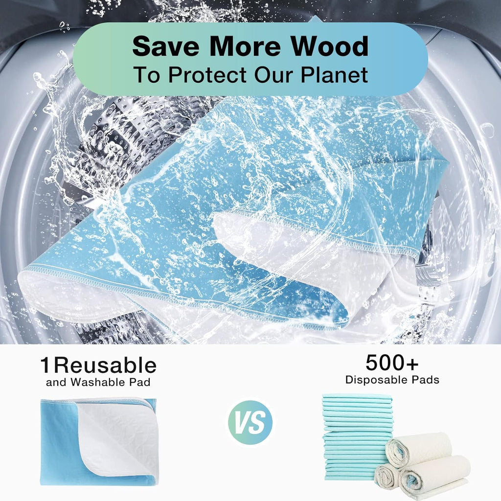 Skiennix Washable Waterproof Bed Pads - 52" x 34" Incontinence Mattress Protectors (2 Pack)