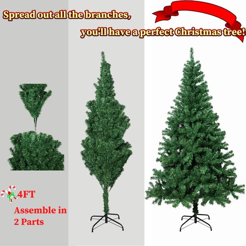 Sunnyglade 4Ft Premium Artificial Christmas Tree with 240 LED Multicolored String Lights (NOT Pre-Strung) & Rugged Metal Stand,8 Lighting Modes,400 Tips Full Tree,Xmas Decoration(4Ft,Multicolor)