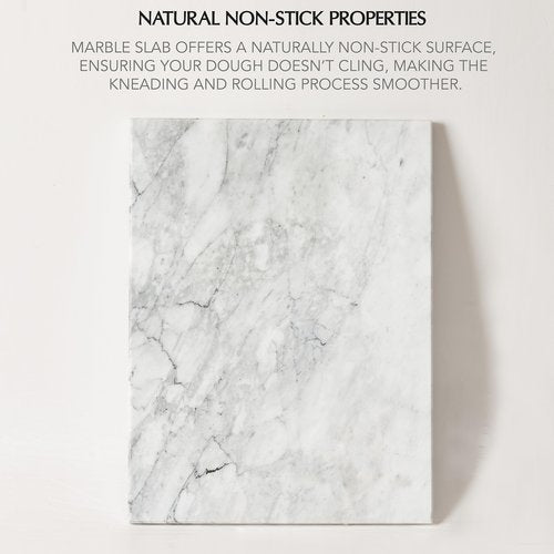 Kitchen Marble Stone Cutting Board - Marble Cutting & Charcuterie Board of 16 x 12 x 0.6 Inches, Non Slip Scratch Resistant Pastry Tray, Rectangular Serving & Chopping Slab for Countertop - White