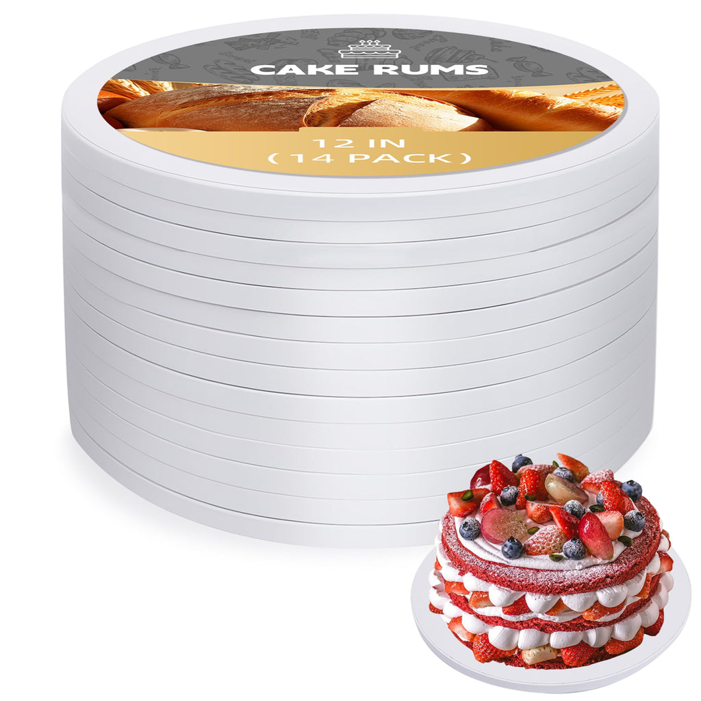 Oungg 14 Pack 12 Inch Cake Drum, Cake Boards 12 Inch Round, 1/2" Thick Cardboard Cake drums with Food Grade, White and Modern Style for Bases Para Pasteles.