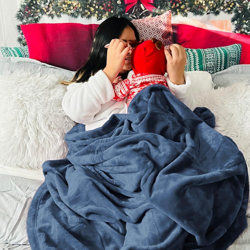 Bedsure GentleSoft Fleece Blanket - Cozy California King in Mineral Blue, 102x96 Inches