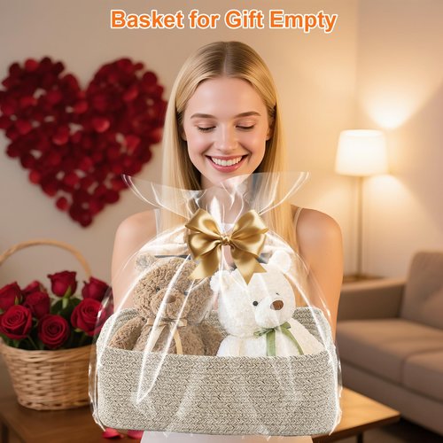 Ordn2Ordn Small Storage Baskets for Organizing, Woven Storage Bins for Shelves, Gift Basket Empty, Cute Decorative Closet Organizer, Baby Rope Basket, Dog Toy Storage, 12.6x8.2x5”, 3Packs Mixed Brown