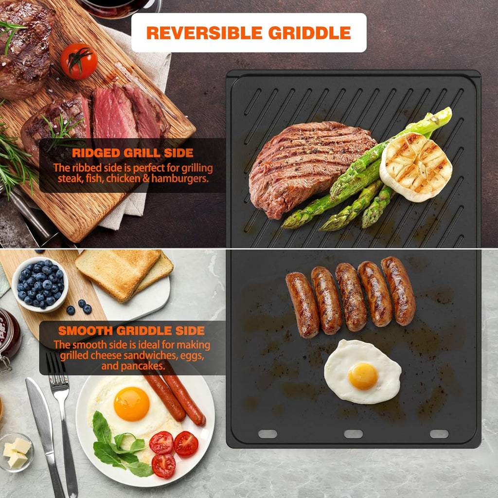 Onlyfire 7638 Reversible Cast Iron Griddle - BBQ Cooking Replacement for Weber Spirit I & II 300 Series