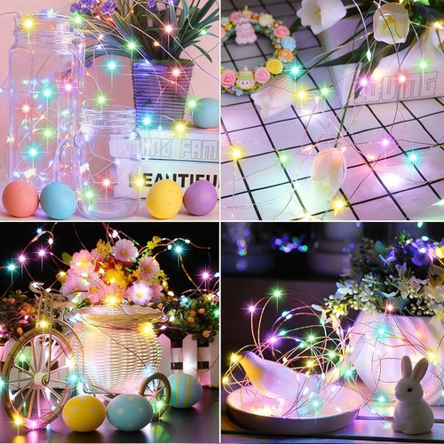 LAMPHOME 100 LED 33FT Multicolor Fairy Lights - Battery Operated with Remote & Timer for Home Decor
