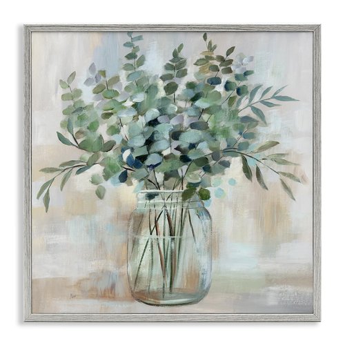 Stupell Industries Soothing Eucalyptus Flower Herb Arrangement Rustic Jar Framed Wall Art, Design by Nan