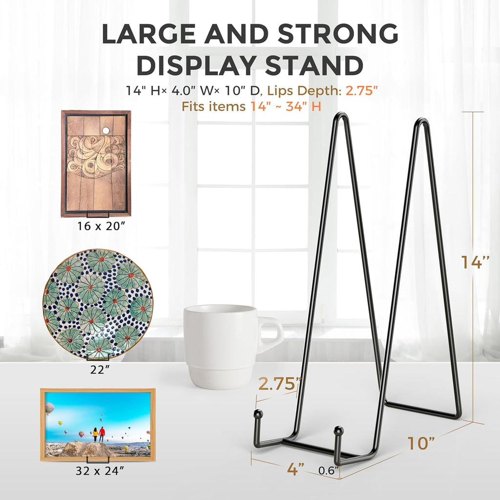 TR-LIFE 14 Inch Heavy Duty Plate Stand - Metal Display Easel for Large Plates & Picture Frames (2 Pack)