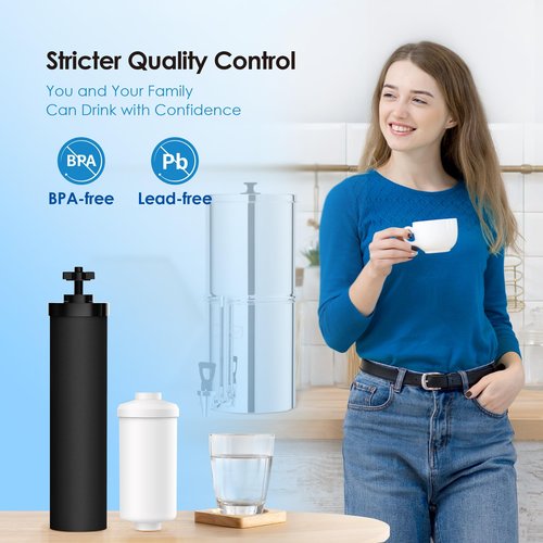 Waterdrop NSF/ANSI 42&372 Standard Gravity Water Filter, Replacement for Berkey® BB9-2® Black Filters & PF-2® Fluoride Filters, Berkey® Gravity Water Filter System and Waterdrop King Tank Series