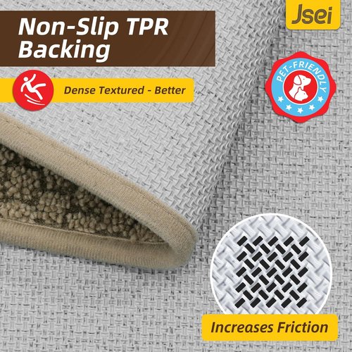 JSEI Dirt Trapper Door Mat - Non-Slip, Washable, Absorbent Rug for Indoor Use | 32"x48", Beige