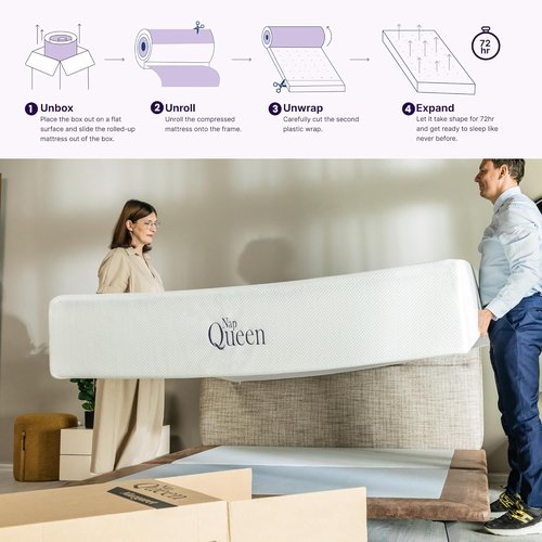 NapQueen Twin Size Mattress - 8 Inch Bamboo Charcoal Memory Foam Bed in a Box for Ultimate Comfort