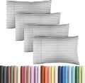 King Pillow Cases by [Brand Name] - Ultra Soft Hotel Quality Covers | 4-Piece Set in Grey Stripes - Wrinkle Free & Fade Resistant