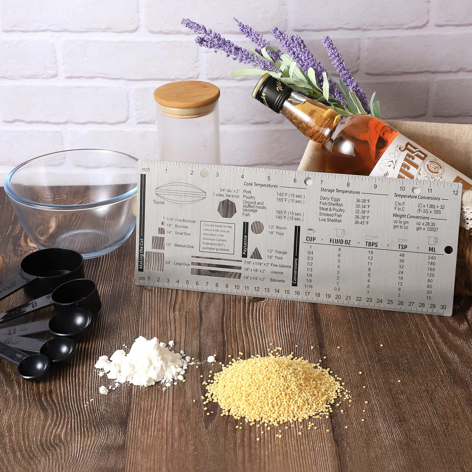 Chef's Culinary Tools Kitchen Ruler-Culinary Ruler for Kitchen Culinary Student and Amateu Chefs Kitchen Accessories (12.28X4.96)