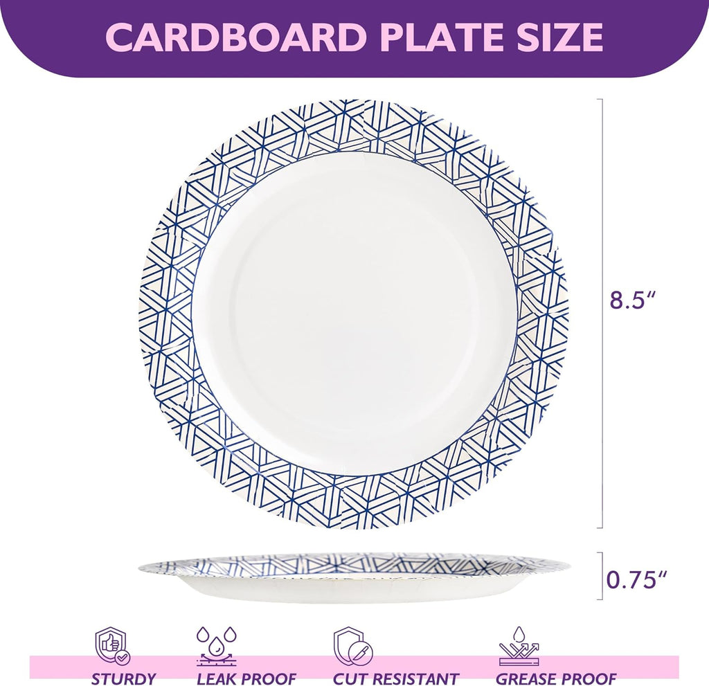Regine Switzerland Disposable Paper Plates - Heavy Duty, Soak Proof, 8.5 Inch, 300 Count for Parties & Picnics